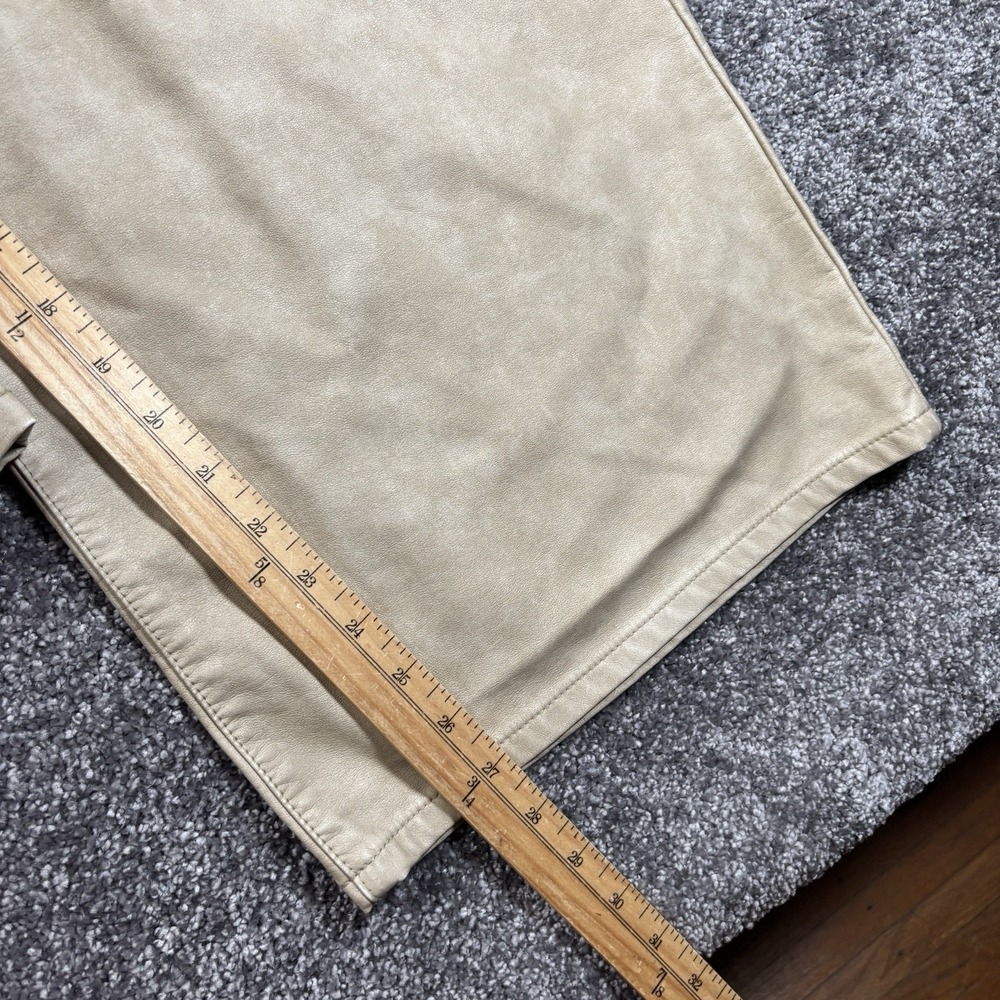 We The Free Misha High-Rise Wide Barrel Faux Leather Pants Womens 30 Beige Vegan - Picture 11 of 12